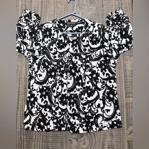 Jessica Howard Black and White Floral Strapless Top